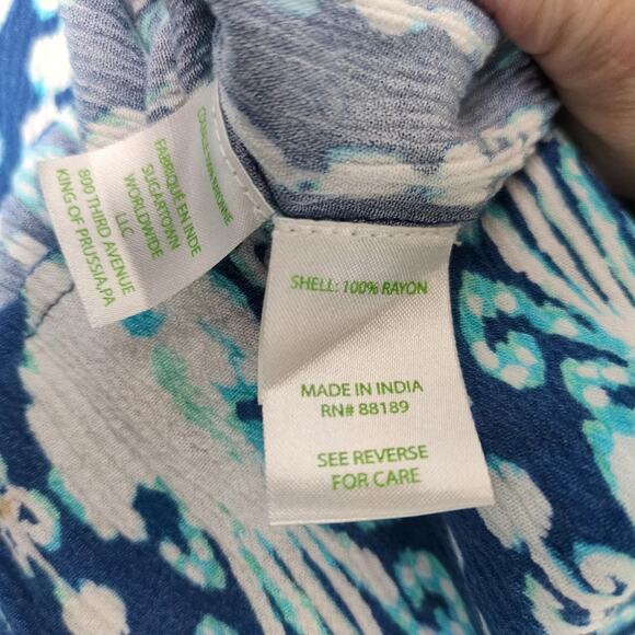 Lilly Pulitzer Elsa Romper Women's M Long Sleeve Indigo Get In Line Blue Beachy - Picture 8 of 10
